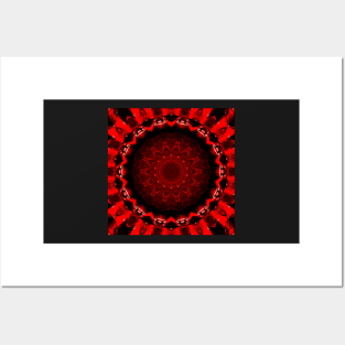 Ominous Red Kaleidoscope pattern (Seamless) 9 Posters and Art